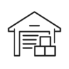 Grey warehousing and distribution icon